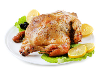 Whole roasted chicken with vegetables