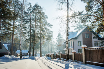 Snowy cottage in the village