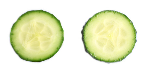 Sliced fresh cucumber, isolated on white