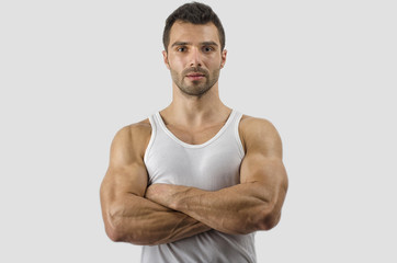 Portrait of relax bodybuilder,shoulders,biceps, triceps,chest