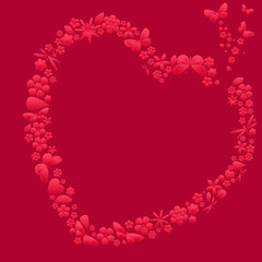 Holiday heart with flowers and butterflies