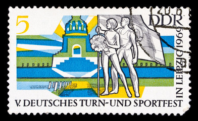 GDR stamp, nations battle monument in Leipzig