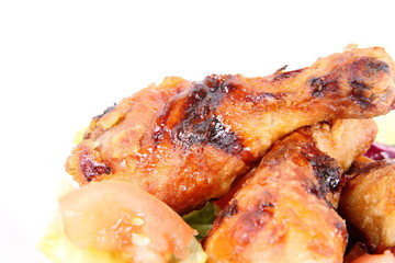 Fried chicken legs with side salad