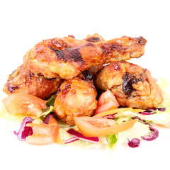 Fried chicken legs with side salad