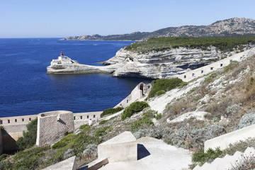 Entrance of Bonifacio, harbor, Corsica, France.