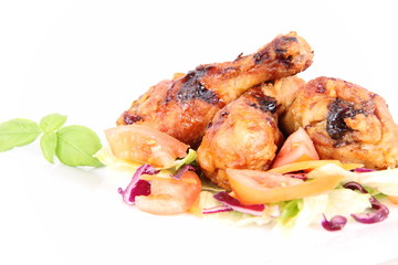 Fried chicken legs with side salad