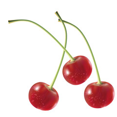 three red cherries