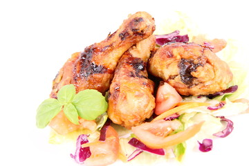 Fried chicken legs with side salad