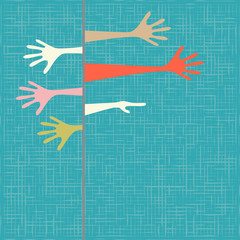 warm colorful up hands, vector illustration