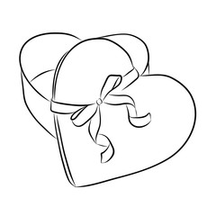 drawing heart with ribbon bow