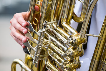 Golden tuba detail