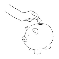 hand putting coins/money into saving piggy bank