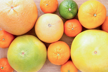 Background of assorted citrus fruit