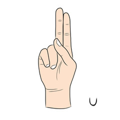 Sign language and the alphabet,The Letter u