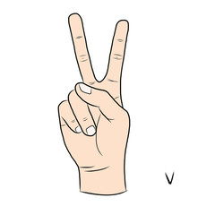 Sign language and the alphabet,The Letter v