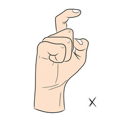 Sign language and the alphabet,The Letter x