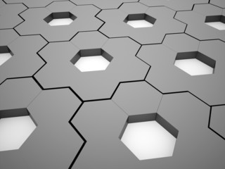 Black and white hexagonal gears background