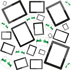 Set of tablet pc computers with blank screen on white background