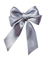 gray, silver  bow, ribbon isolated on white