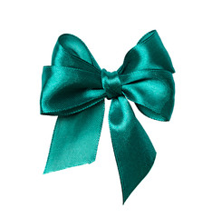 green bow, ribbon isolated on white
