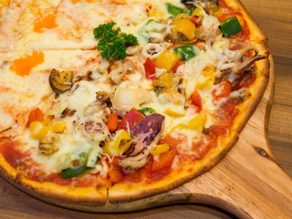 Seafood Pizza with Salmon Slices