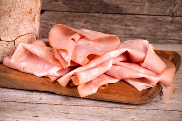 Fresh Mortadella Slices - obrazy, fototapety, plakaty