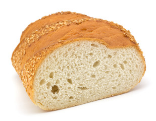 Slices of bread isolated on white background