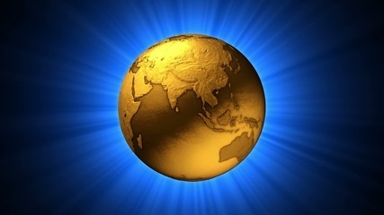 Spinning Gold Globe - Loop with alpha channel - Powered by Adobe