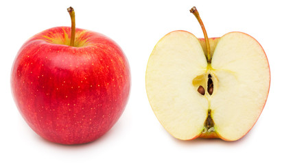Whole and half apple