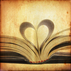 Heart from book page,grunge image