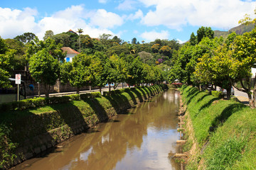 Streets and river of Petrópolis, Brazil