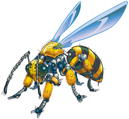 Robot Wasp Vector Clip Art Illustration