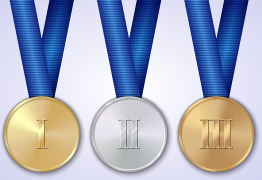 Vector set of sportive award medals