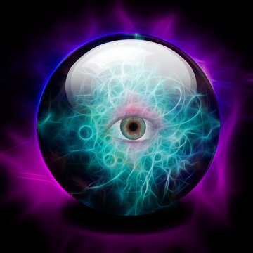Crystal Ball with all seeing eye