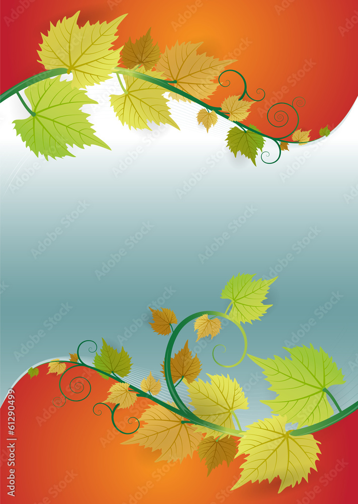 Poster fresh summer or autumn vector background with leaves