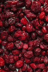 Diet and food. Dried cranberries cranberry fruit as background