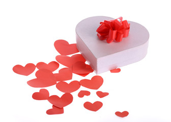 valentine day gift with ribbon on white