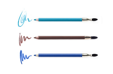 Collection of cosmetic pencil and stroke