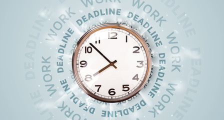 Naklejka premium Clocks with work and deadline round writing