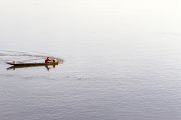 Fototapeta premium small ship on Mekong River