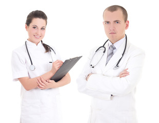 Fototapeta premium male doctor and female nurse isolated on white background