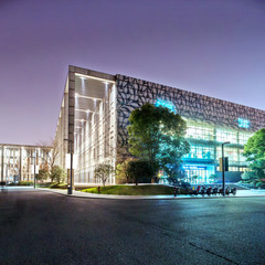 exterior of modern building at night
