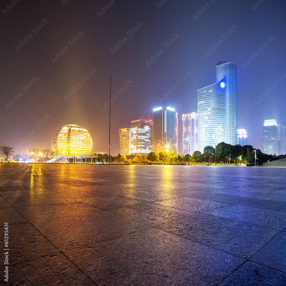 Wall mural night scene of modern building