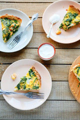three piece tart with slices of salmon