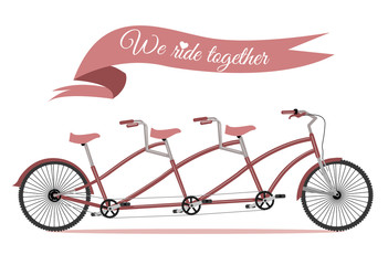 Naklejka premium We ride together. tridem bike