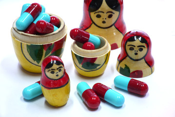 Russian Babushka nesting dolls and capsules 2