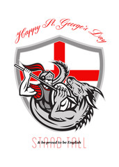 Happy St George Stand Tall Proud to be English Retro Poster