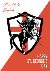 Proud to Be English Happy St George Day Retro Poster