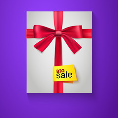 Box, red ribbon, bow and the badge Big Sale