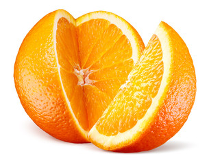 Orange fruit with cut isolated on white